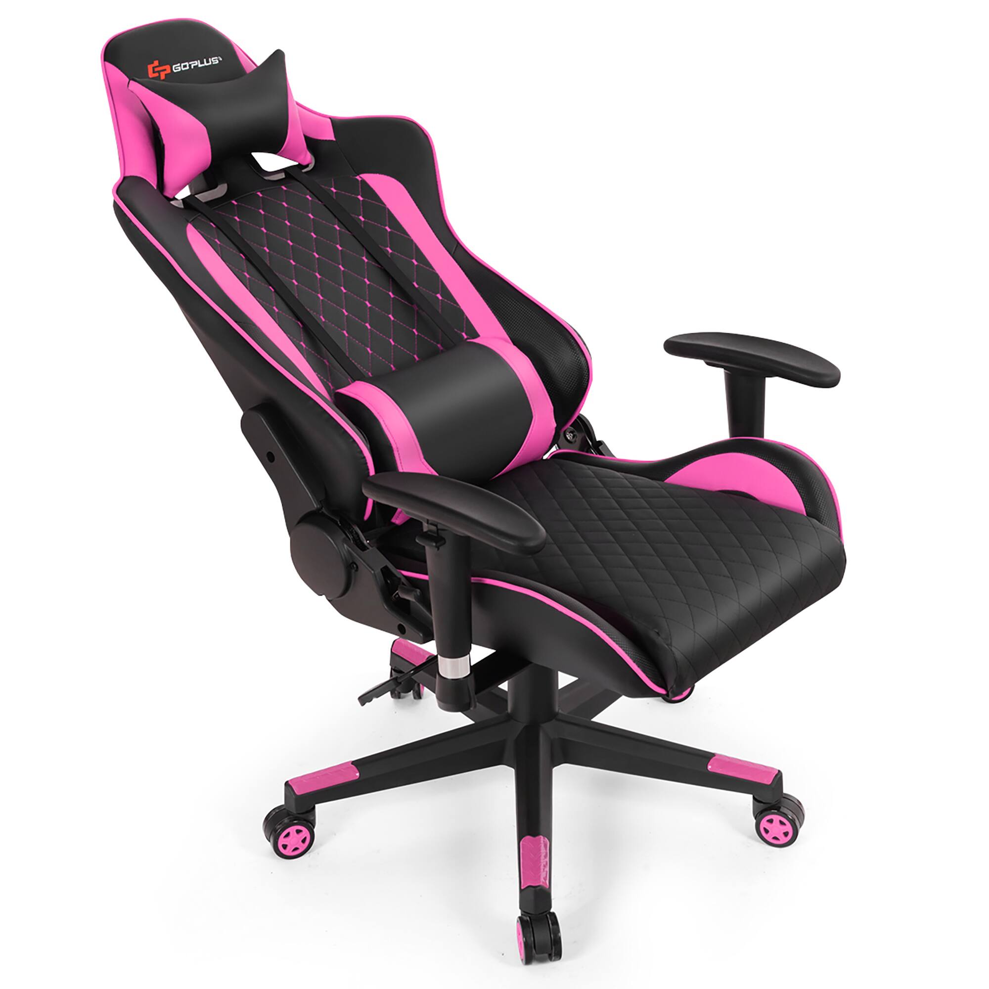 Alt View 18. Costway - Massage Gaming Chair with Headrest - Pink and Black.