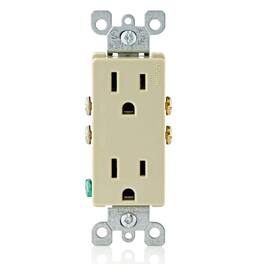 Leviton - 5325-I 15 Amp 125 Volt Decora Duplex Residential Grade Grounding Receptacle - Ivory