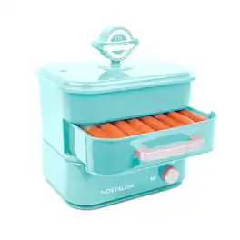 Nostalgia - Hot Dog Steamer and Bun Warmer - Aqua