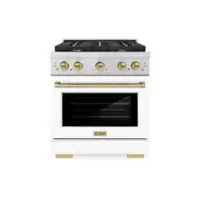 ZLINE - Autograph 30" Paramount Gas Range w/ 4 Burners & White Door w/ Bronze Accents (SGRZ-WM-30-CB) - Stainless Steel - Front_Zoom