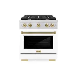ZLINE - Autograph 30" Paramount Gas Range w/ 4 Burners & White Door w/ Bronze Accents (SGRZ-WM-30-CB) - White