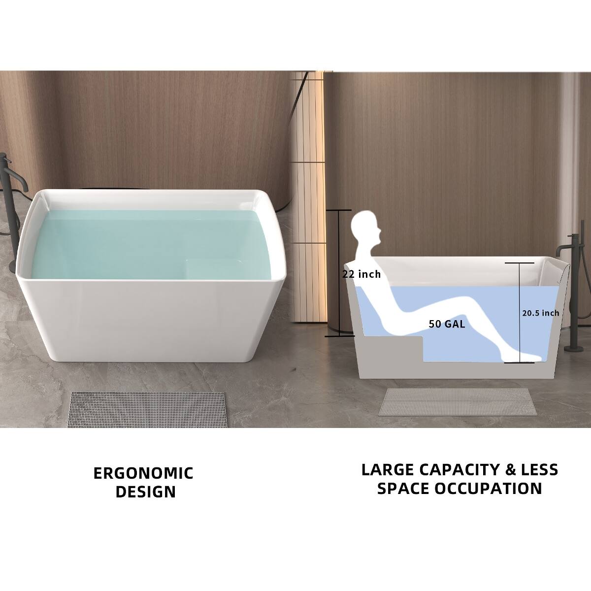 22 inch  
50 GAL  
20.5 inch  
ERGONOMIC DESIGN  
LARGE CAPACITY & LESS SPACE OCCUPATION