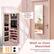 The image features a pink closet with a hanging organizer and a wall-mounting kit. The organizer is designed to hold various accessories, and the kit includes adjustable hangers for both hanging ways. The closet also has a window, and there are two pink doors. The image showcases the versatility of the hanging organizer and wall-mounting kit, making it a practical and stylish addition to any closet.