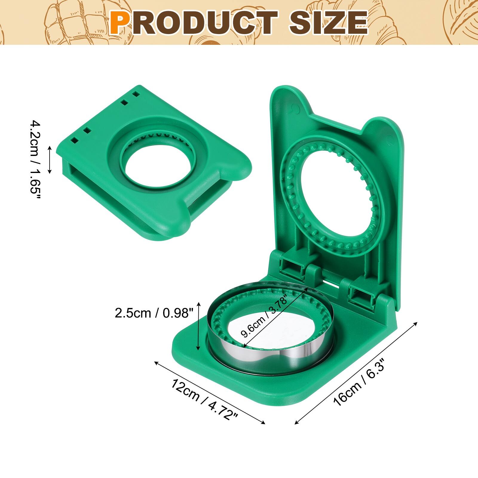 PRODUCT SIZE

4.2cm / 1.65"  
2.5cm / 0.98"  
9.6cm / 3.78"  
12cm / 4.72"  
16cm / 6.3"