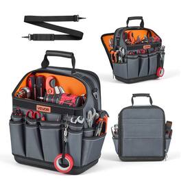 VEVOR - Tool Bag, 13.2 Inch, 39-Pocket Open Top Tool Pouch, Portable Electrical Maintenance Toolbox Organizer Storage - Grey;Orange
