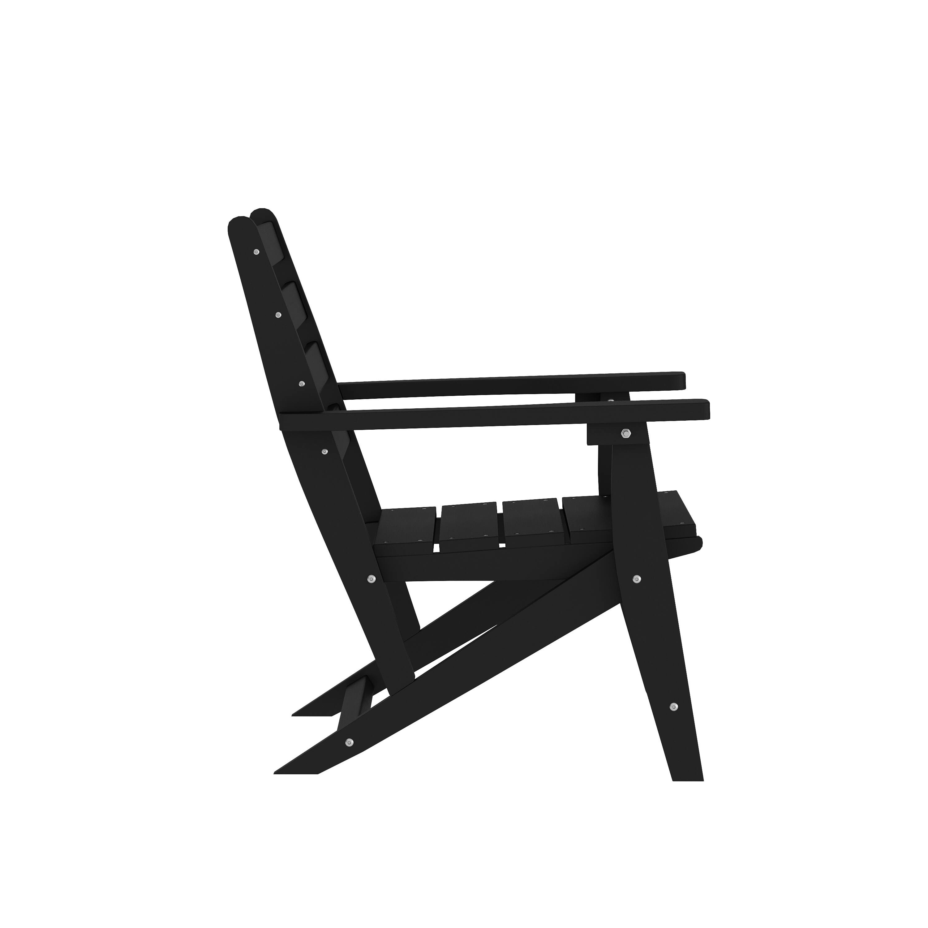 Left. Flash Furniture - Tolleson Commercial 5 Piece Adirondack Dining Set with 48" Round Indoor/Outdoor Recycled HDPE Table and 4 Chairs with Cu - Black.