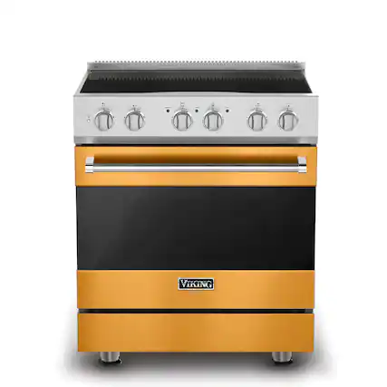 Front. Viking - 3-Series Induction Self-Clean Range - Daffodil.