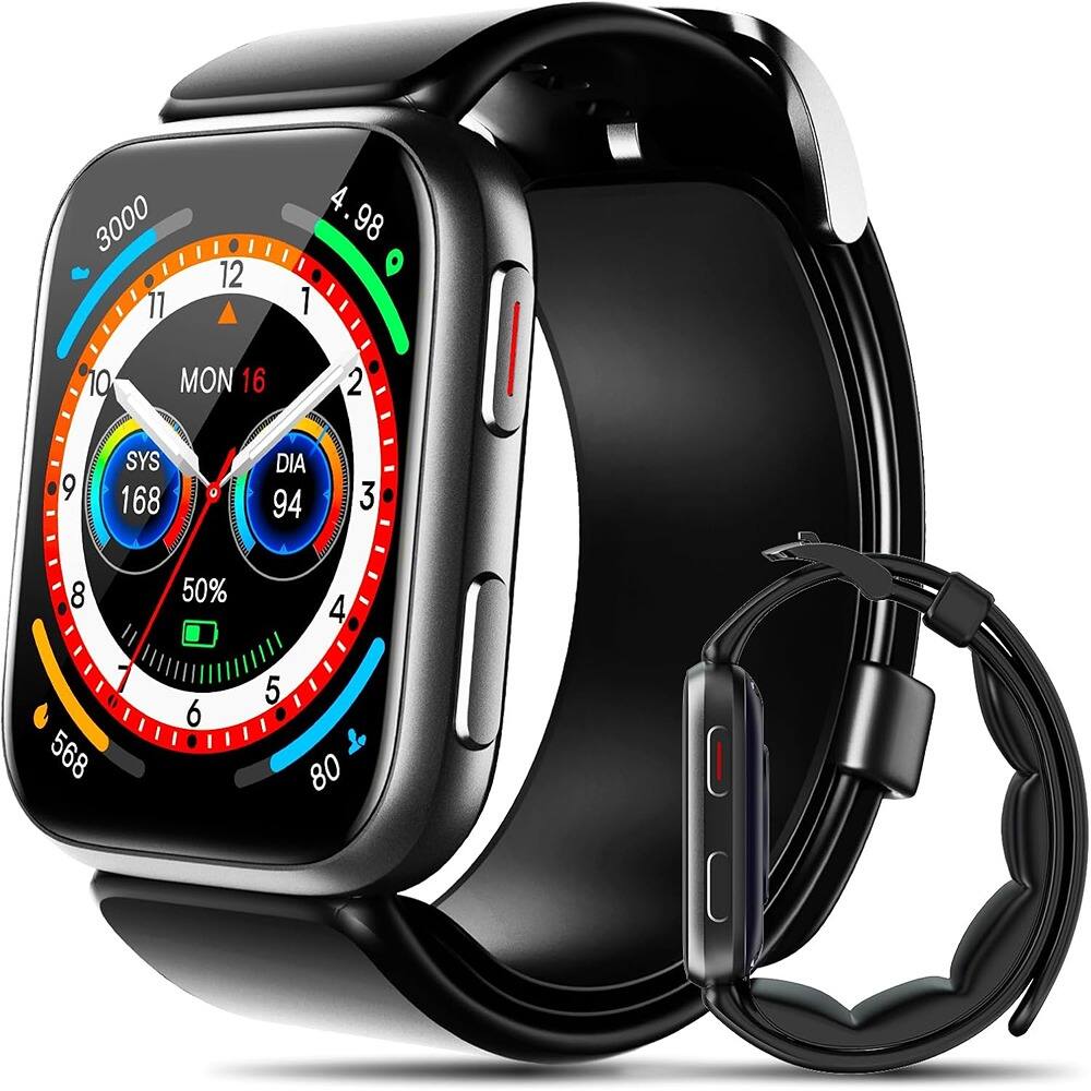 RTMB - 1.95" Smart Watch with Air Pump BP Band, Heart Rate & Sleep Monitoring - Color: Gunmetal Grey - (2022)