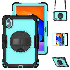 Front. UUCOVER - Full Body Case for Lenovo Idea Tab 11 inch (TB336) 2025 /K11 Gen 2 Built-in Screen Protector Stand Shoulder Strap Cover - Mint+Black.