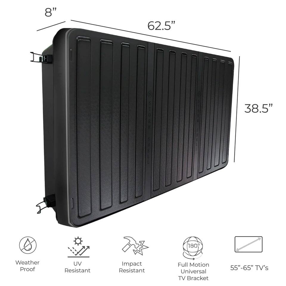 Left. Heat Storm - Storm Shell Weatherproof 65” Outdoor TV Enclosure - Black.