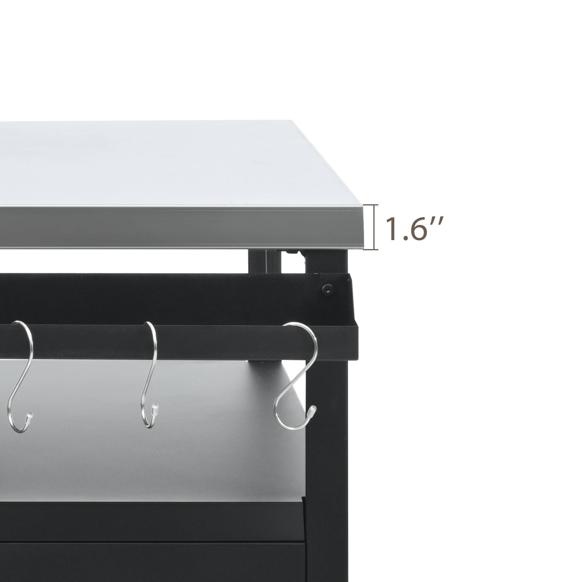 Alt View 7. PexFix - 54.5" Outdoor Kitchen Island with Stainless Top, Storage Cabinet & Spice Rack, Metal BBQ Grill Cart with Wheel for Patio - Black.