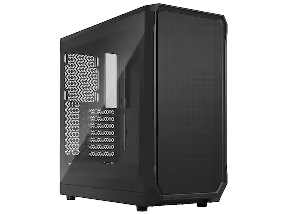 Front. Fractal Design - Fractal Design Focus 2 Black ATX mATX Mini ITX Clear Tinted Tempered Glass Mid Tower Computer Case - Black.