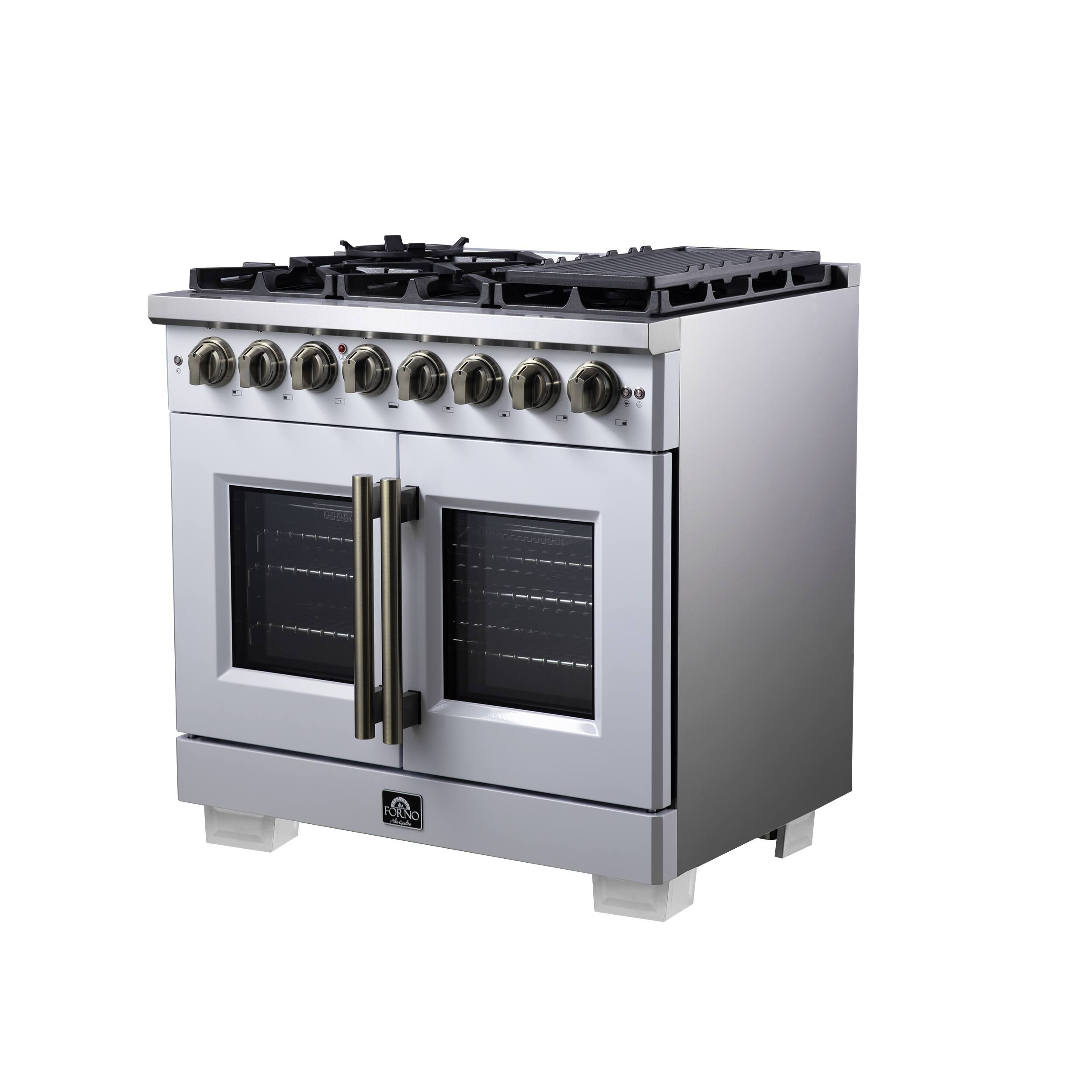 Angle. Forno Appliances - Capriasca 5.36 Cu. Ft. Dual Fuel Range with French Door Design - White.