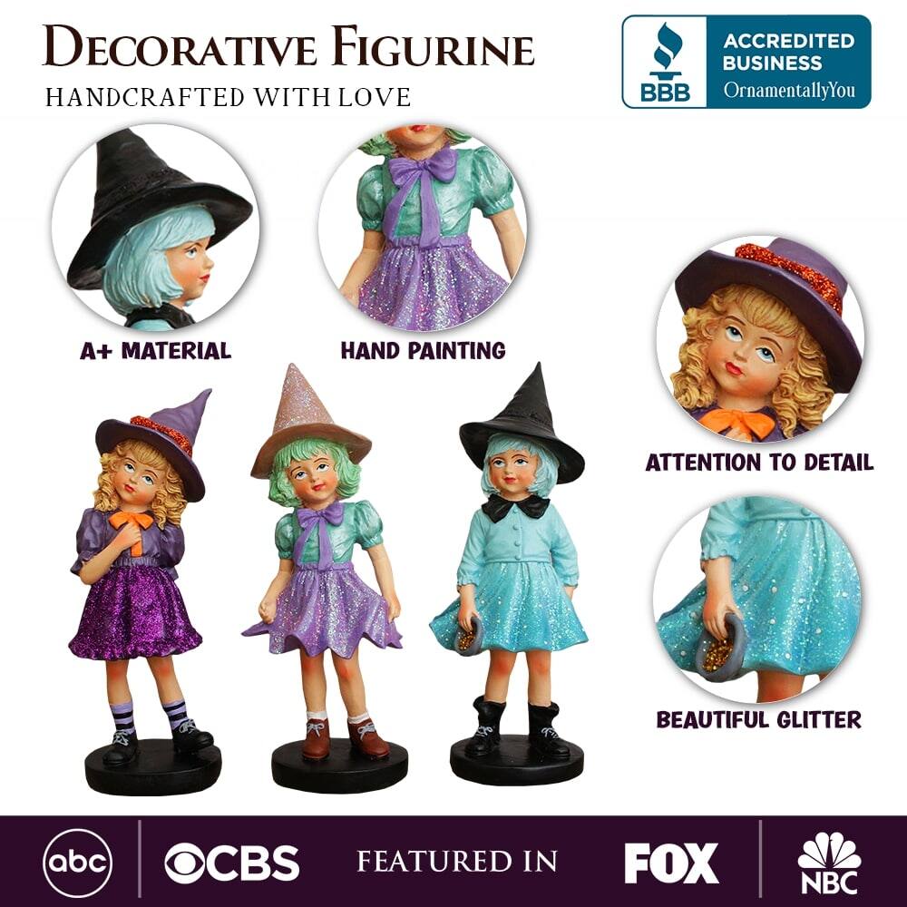 **Decorative Figurine**  
*Handcrafted with Love*

- **A+ Material**
- **Hand Painting**
- **Attention to Detail**
- **Beautiful Glitter**

*Accredited Business*  
OrnamentallyYou

*Featured in*  
ABC | CBS | FOX | NBC