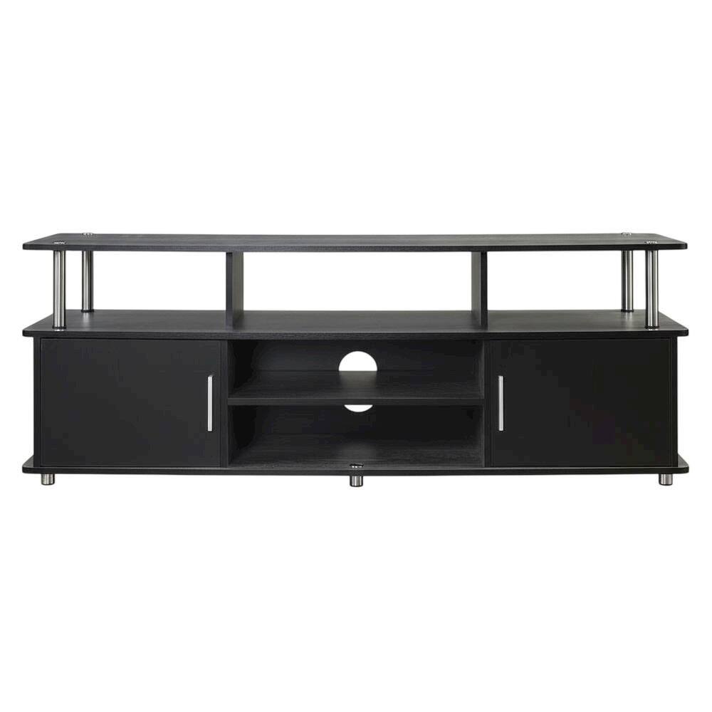 Alt View 3. FurniFact - Weathered Gray/Black TV Stand with Melamine Veneer and Sturdy Construction - Gray Black.