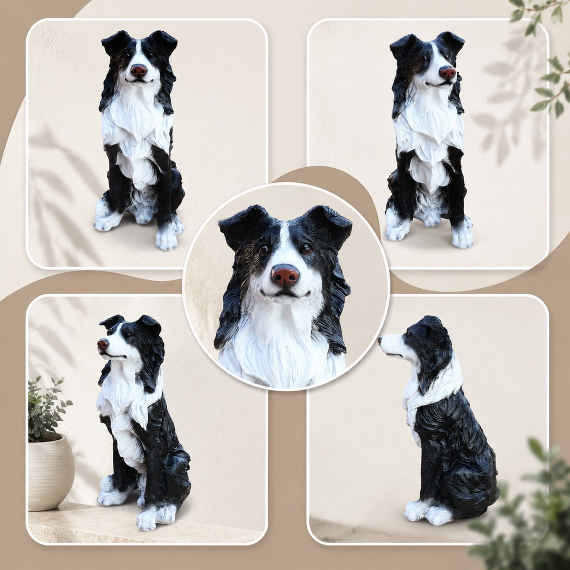 Alt View 5. RYHNUYNE - Lifelike Border Collie Dog Statue for Garden and Patio Decor, Hand-Painted Resin Puppy Sculpture Welcome Accent - Black.