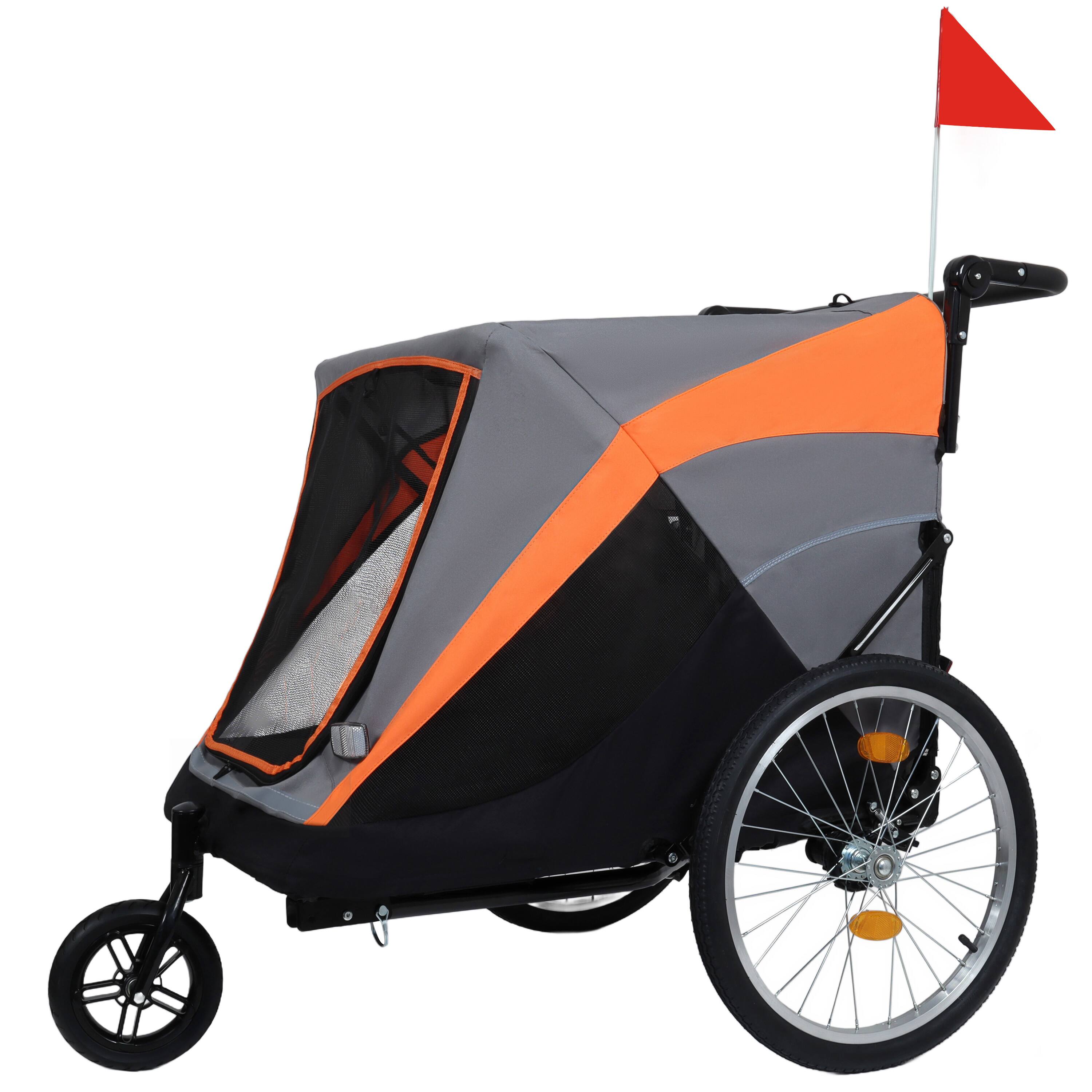Alt View 2. Siljoy - 100 lb Capacity Pet Bike Trailer & Push Cart, 2-in-1 Convertible Transport with Storage Pockets & Quick Release Wheels.
