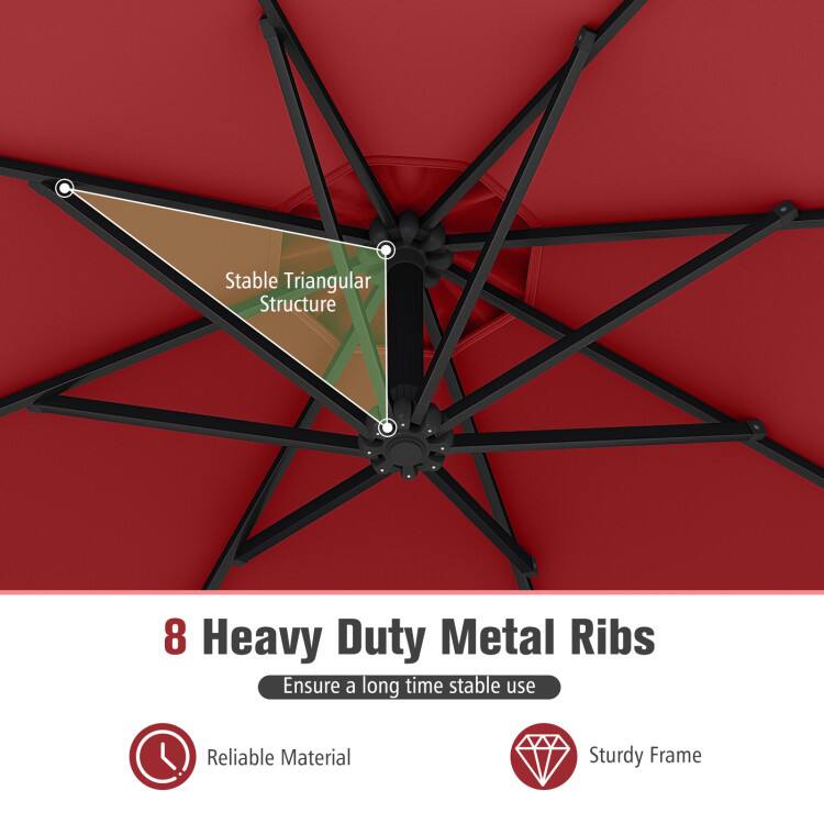 Stable Triangular Structure  
8 Heavy Duty Metal Ribs  
Ensure a long time stable use  
Reliable Material  
Sturdy Frame