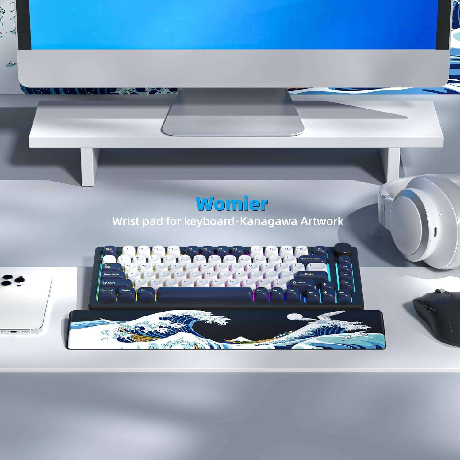 Womier Wrist pad for keyboard-Kanagawa Artwork