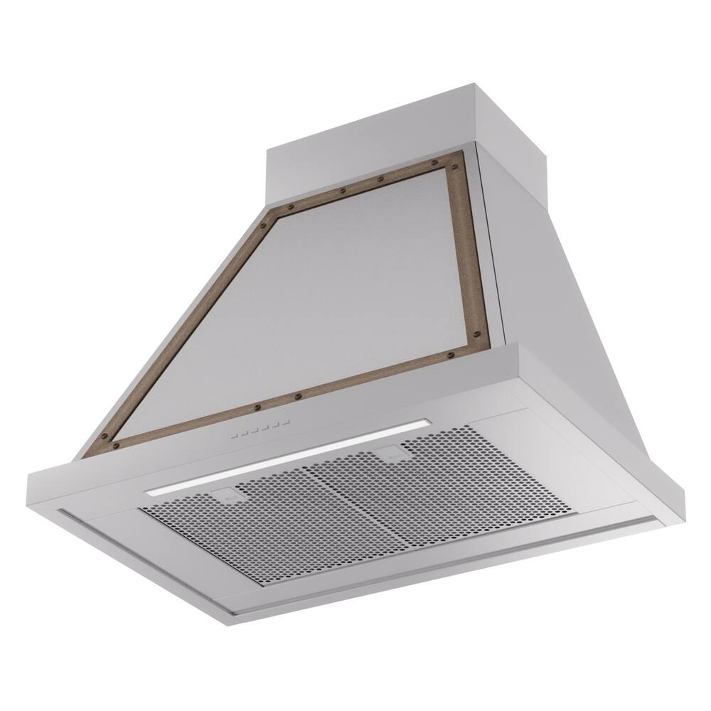 Alt View 2. ILVE - ILVE Nostalgie II Noblesse 30 inch Ducted Wall Mount Range Hood with 600 CFM (Stainless Steel, Burnished Trim) - Stainless Steel.
