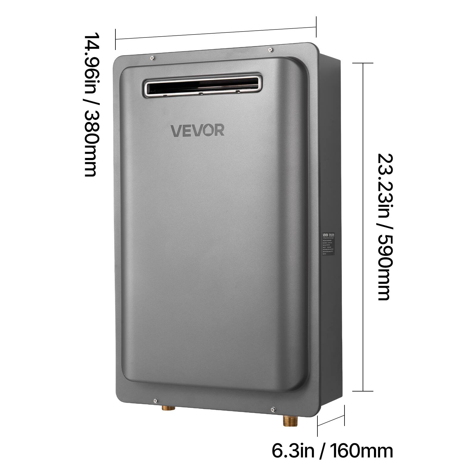 14.96in / 380mm  
23.23in / 590mm  
6.3in / 160mm