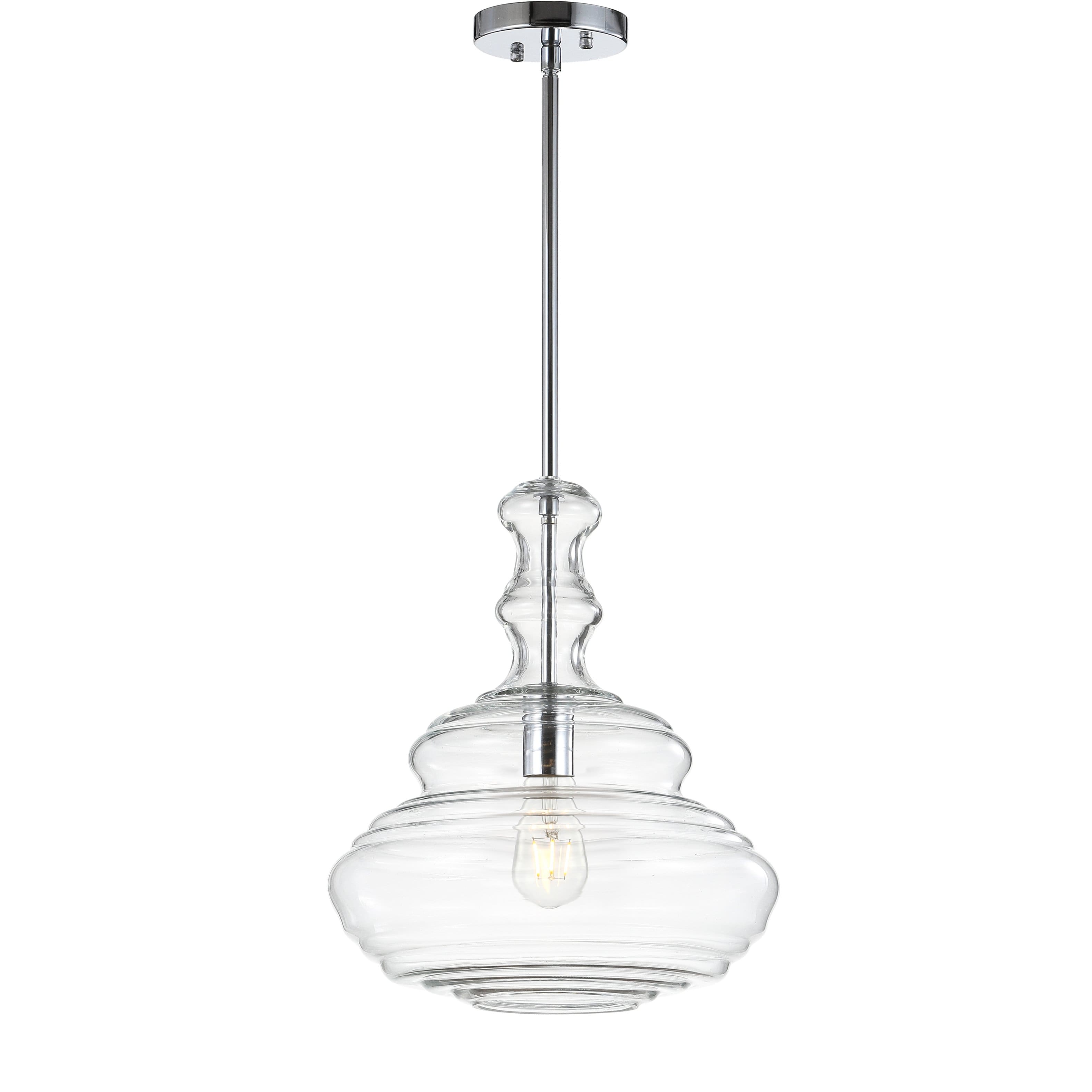 "Jonathan Y - Bettina 13.37"" Glass/Metal LED Pendant, /Clear - Chrome" price history on PriceWatchPro