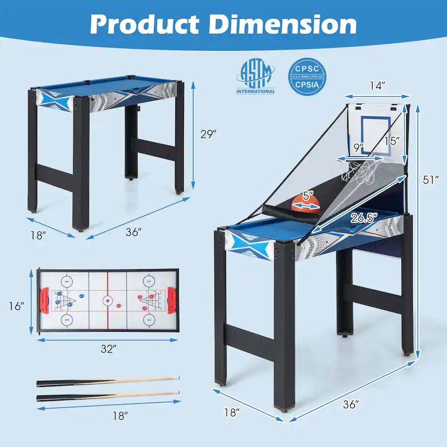 Shapoo Card Game Table Costway 6 In 1 Combo Game Table with Basketball Billiards Ping Pong ...