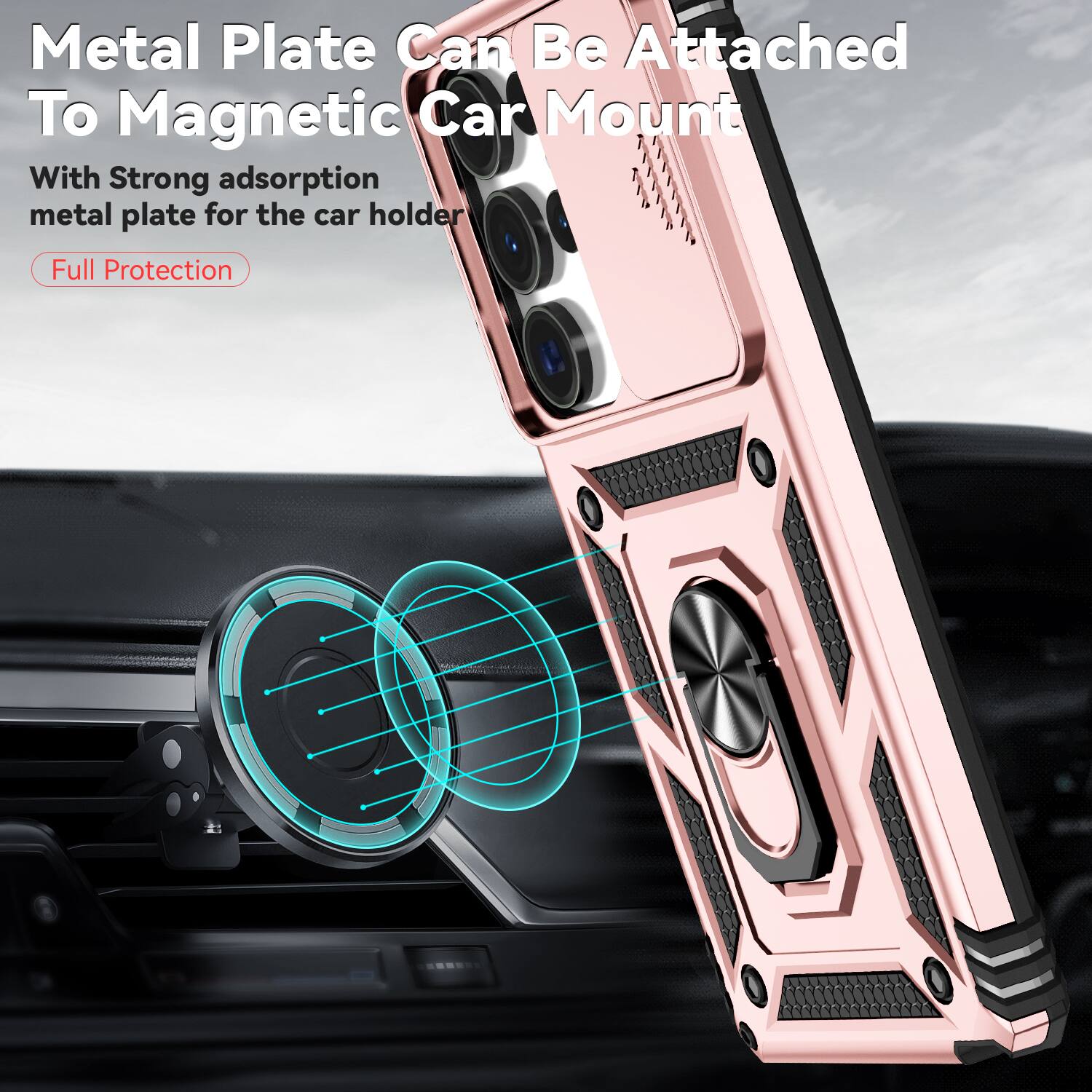 Metal Plate Can Be Attached To Magnetic Car Mount

With Strong adsorption metal plate for the car holder

Full Protection