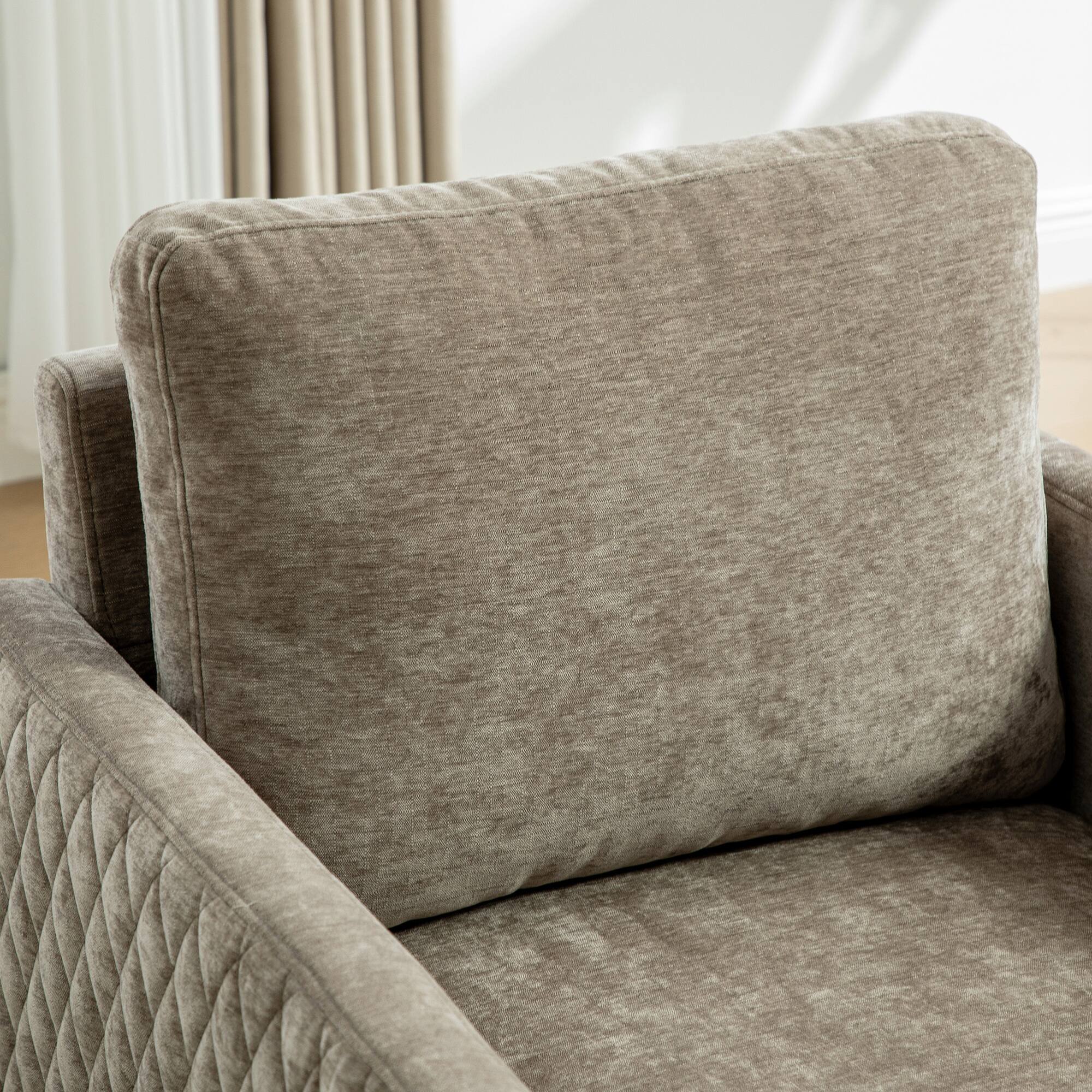 Alt View 7. GOODSILO - Upholstered Swivel Armchair with Hidden Storage and Tufted Armrests for Living Room and Bedroom - taupe.