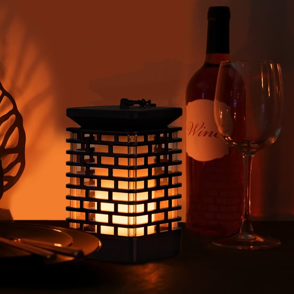 Alt View 2. Oumilen - 2 Pack Solar Hanging Flame Lantern Lights – IP65 Waterproof Flickering Realistic Flame LED Lamp for Garden.