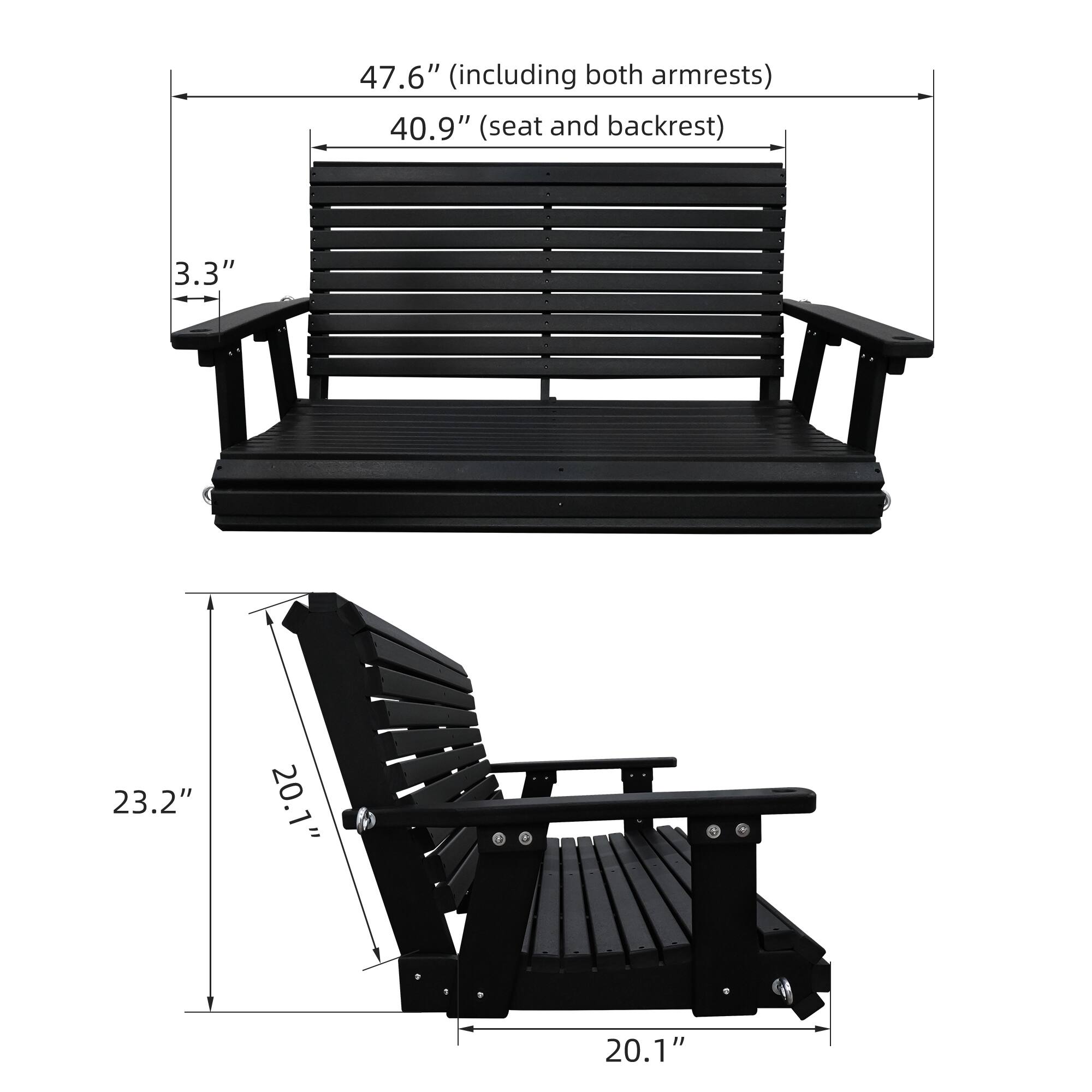 47.6" (including both armrests)  
40.9" (seat and backrest)  
3.3"  
23.2"  
20.1"  
20.1"