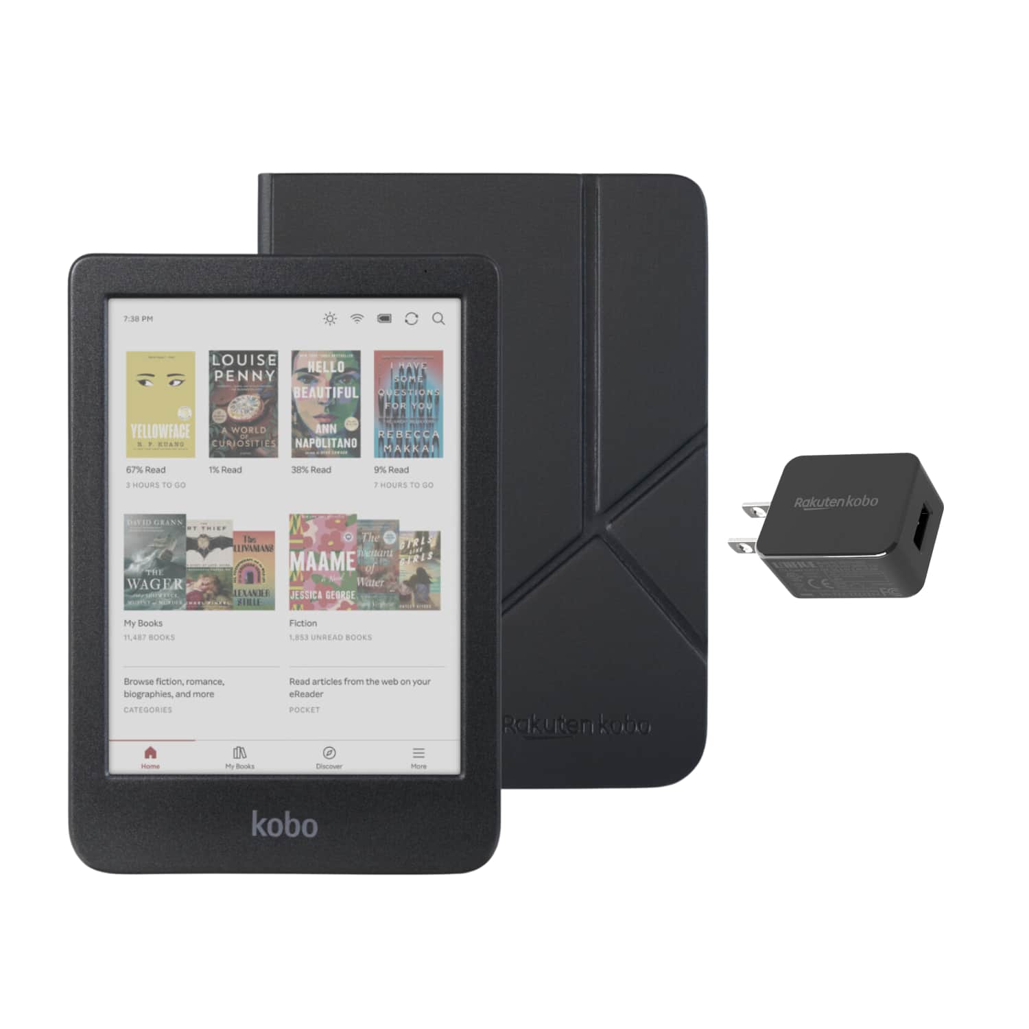 Kobo - Clara Colour eReader (Black) with and AC Bundle - 2024 - Black SleepCover