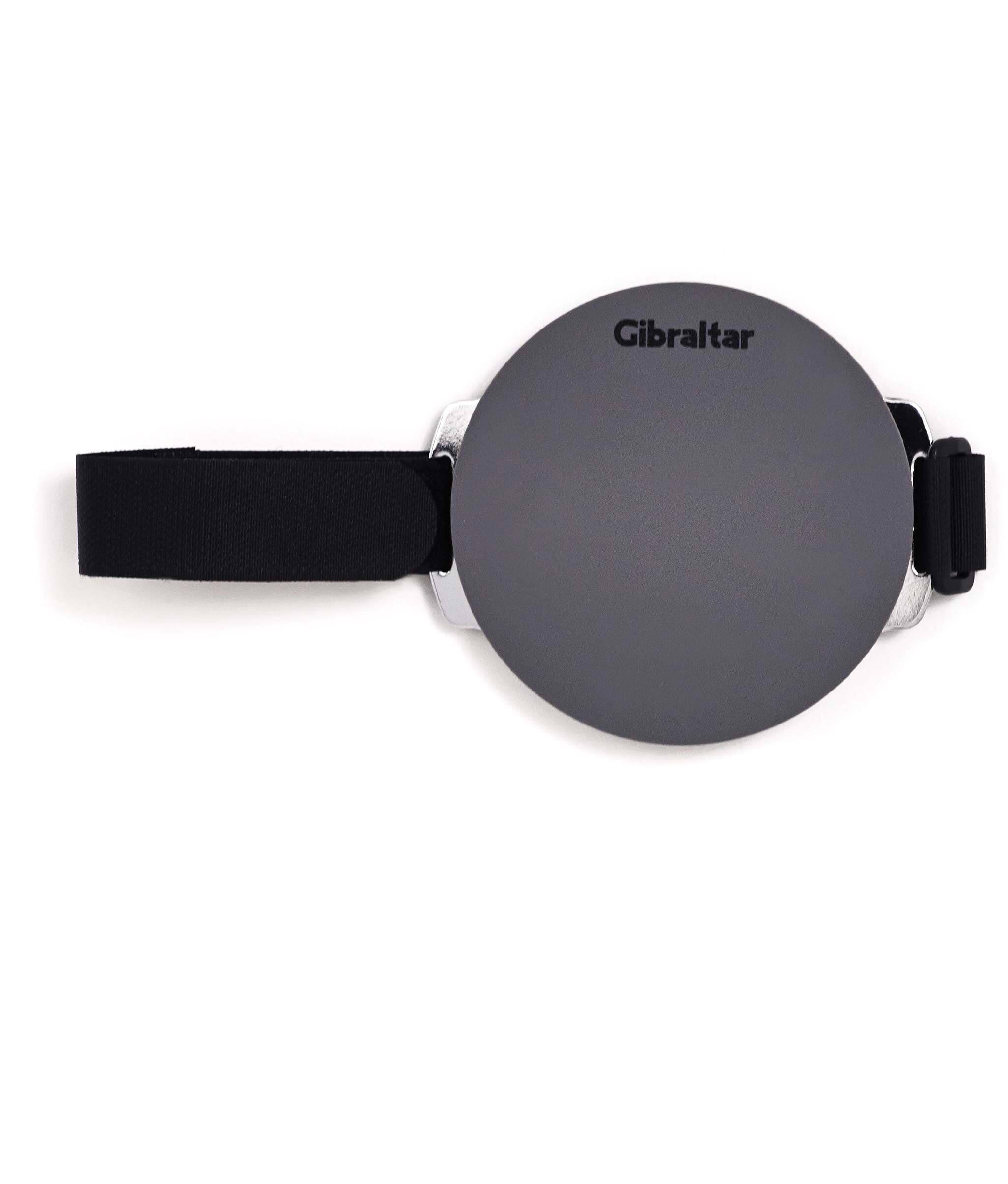 Front. Gibraltar Hardware - Pocket Practice Pad, with Gum Rubber Playing Surface, Steel Base, Non-Slip Bottom and Leg Strap for Quiet Tabletop.