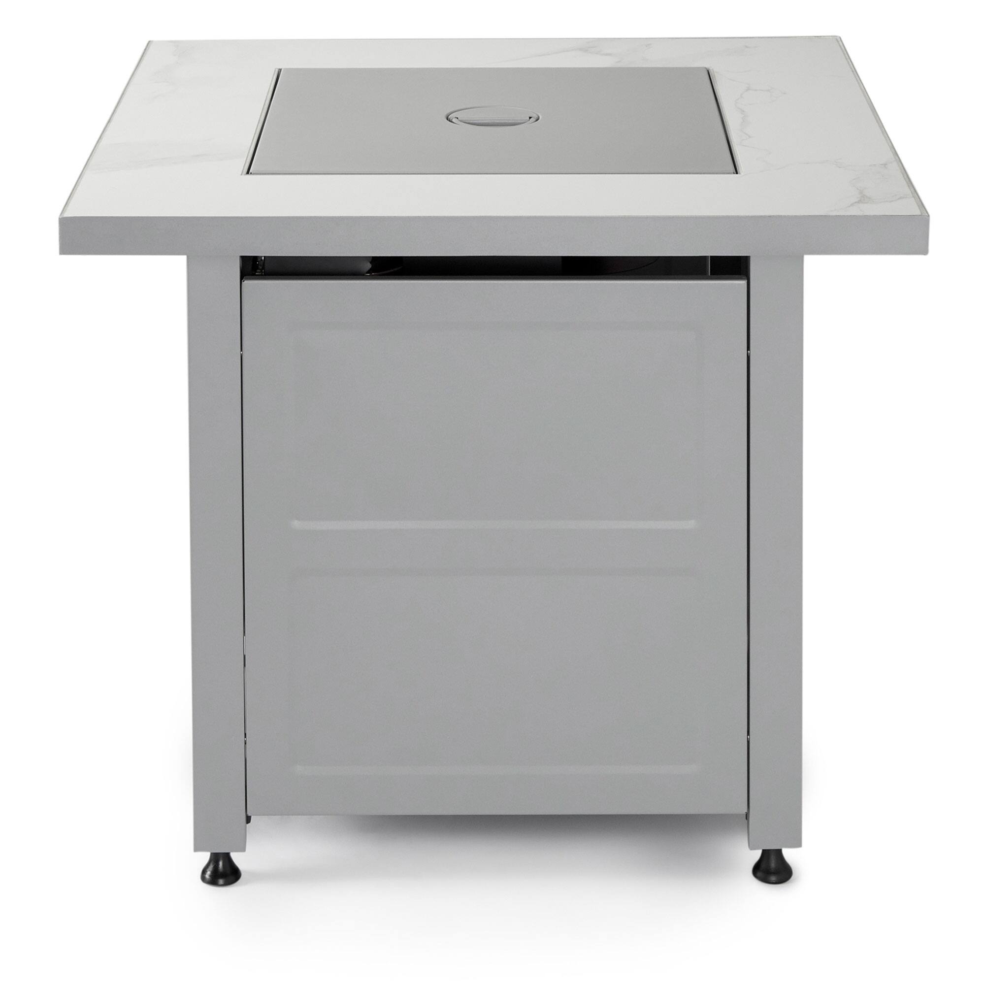 Alt View 3. Endless Summer - Endless Summer Outdoor Fire Pit Table with Faux Marble Finish, Black Glass - Gray.