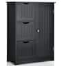 Costway - Bathroom Floor Cabinet Side Storage Cabinet with 3 Drawers and 1 Cupboard - Black