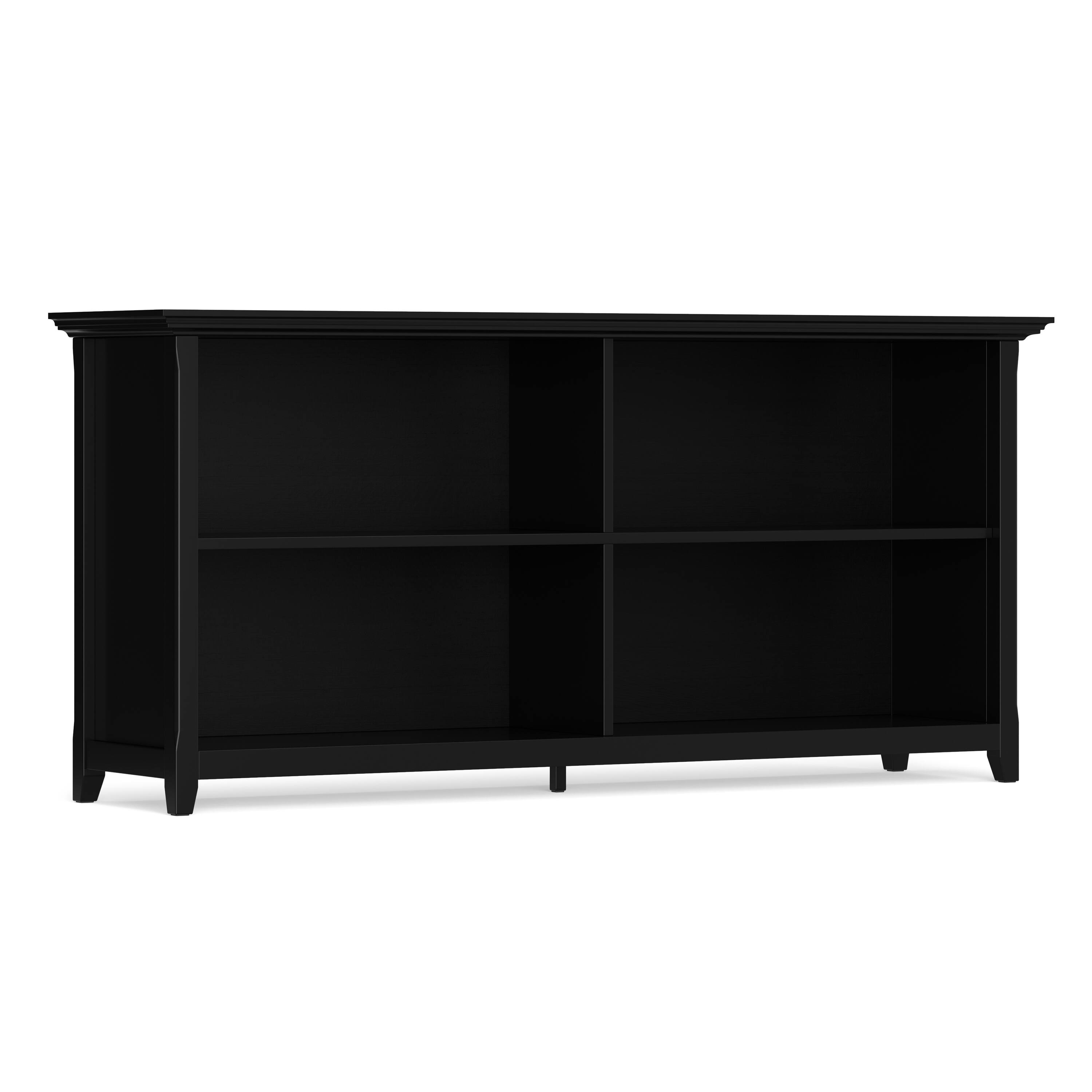 Angle. Simpli Home - Simpli Home Amherst 64 inch Wide Solid Wood Transitional 4 Shelf Low Bookcase in Black - Black.