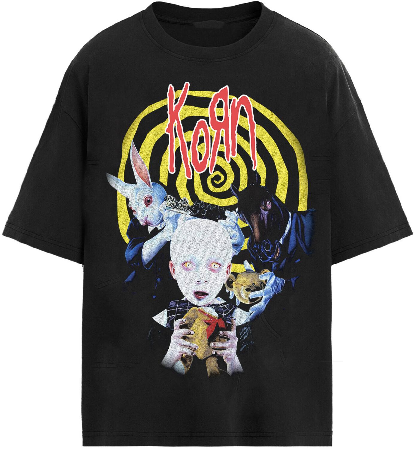 Front. PopMarket - Korn - Korn - Syotos Album Cover - T-Shirt - Large (Black)   - APPAREL - Multicolor.