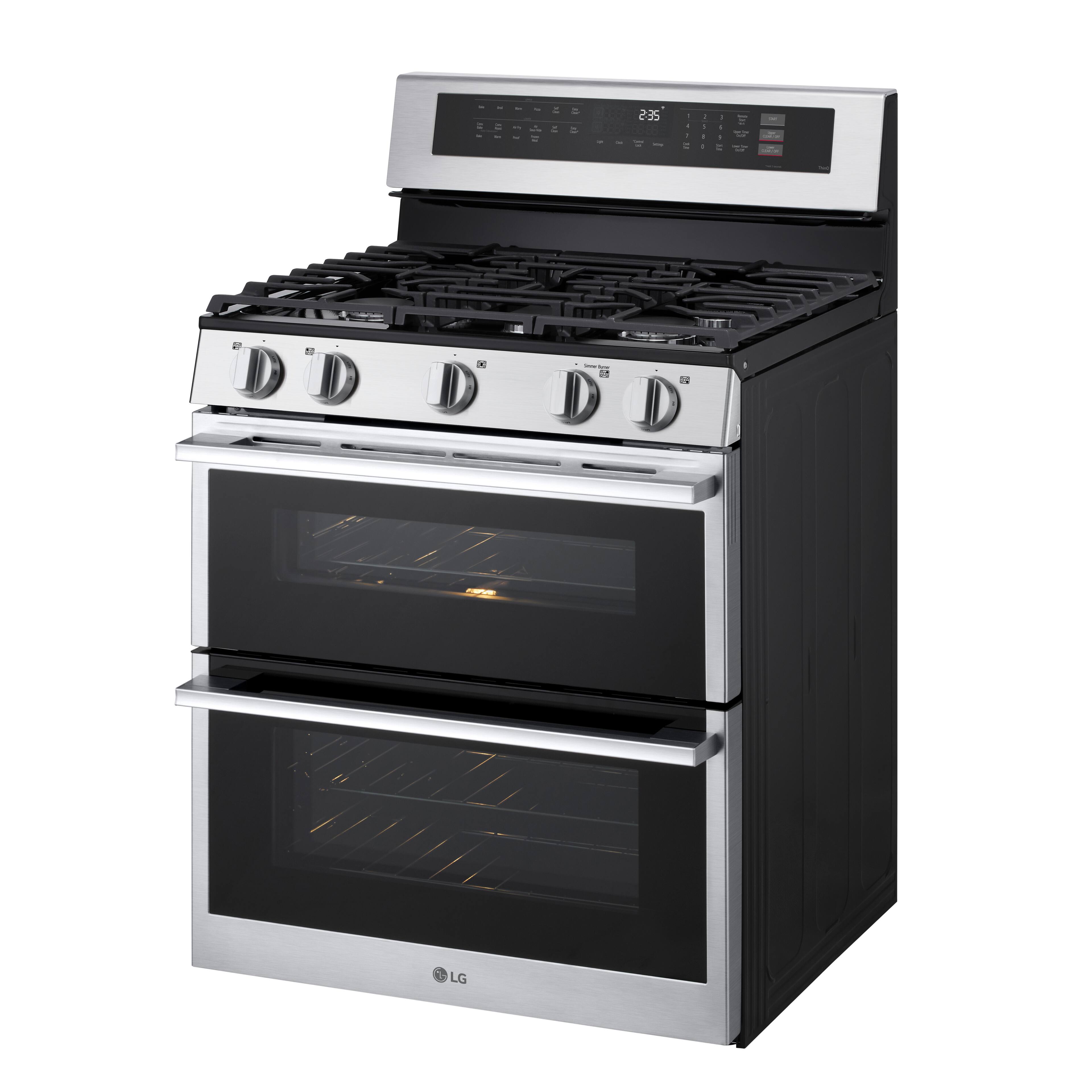 Alt View 8. LG - 30-in Wide 6.9 Cu. Ft. Slide-In Double Oven Gas True Convection Smart Range with 5 Burners and UltraHeat 20K BTU Burner - Stainless Steel.