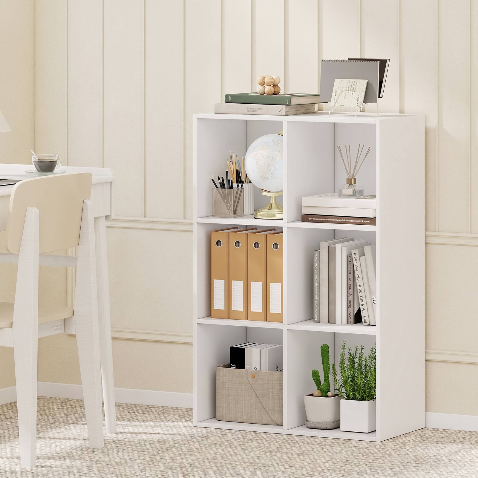 Costway 1 PCS 6 Cube Book Shelf, Tool Free Assembly, Storage Organizer ...