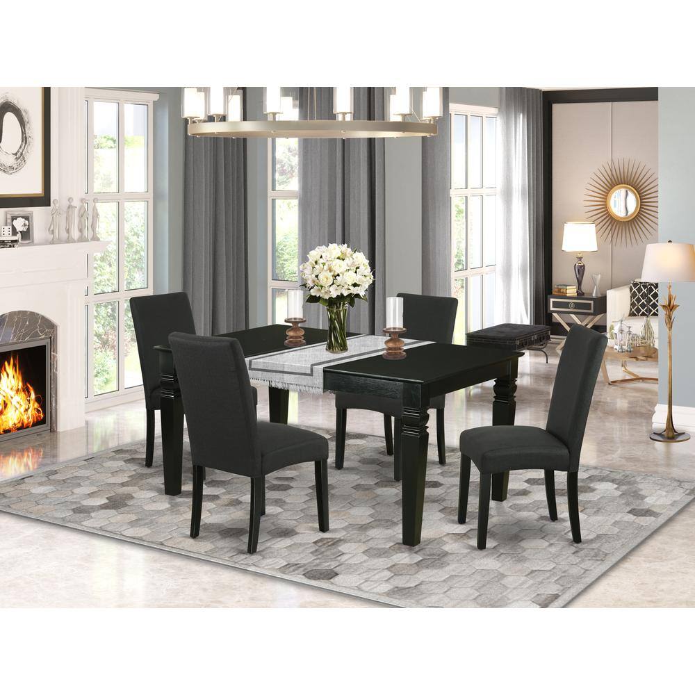 Left. East West Furniture - Dining Room Set Black - Brown.