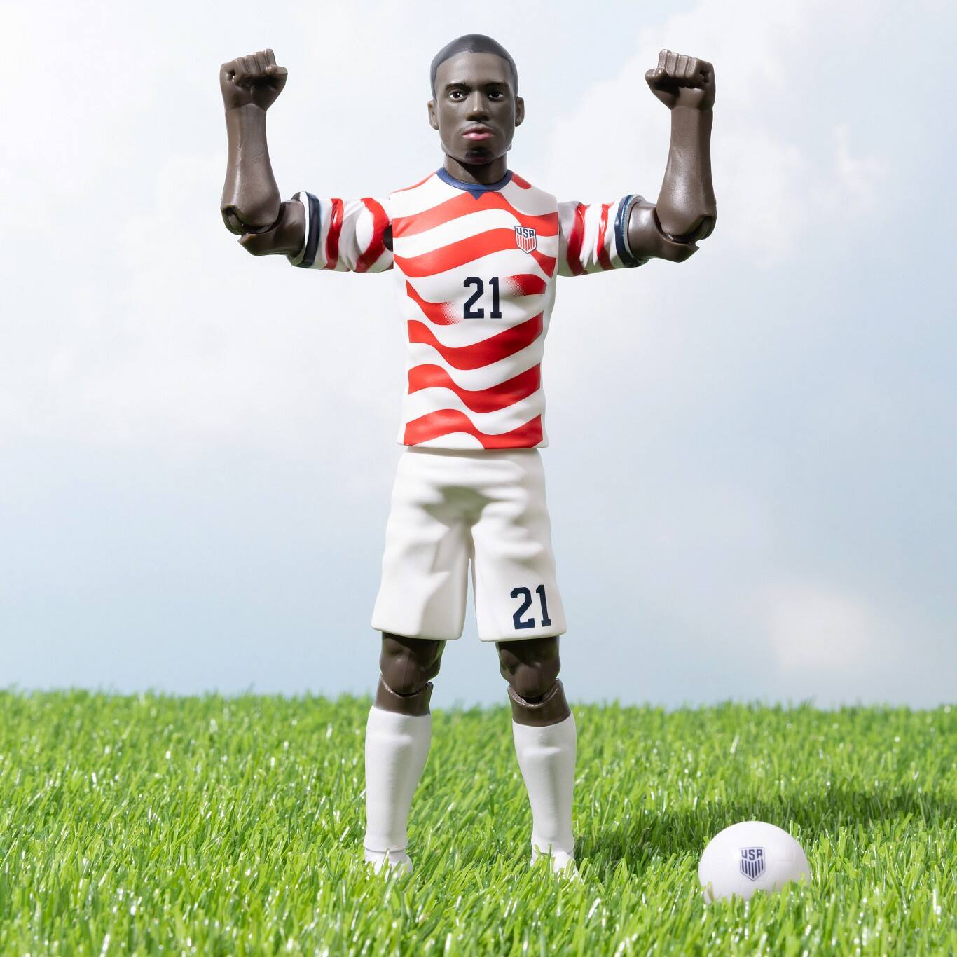 Alt View 2. Banbo Toys - Banbo Toys SOCKERS 2026 USMNT Tim Weah (Home Jersey) 8" Collectible Soccer Action Figure.