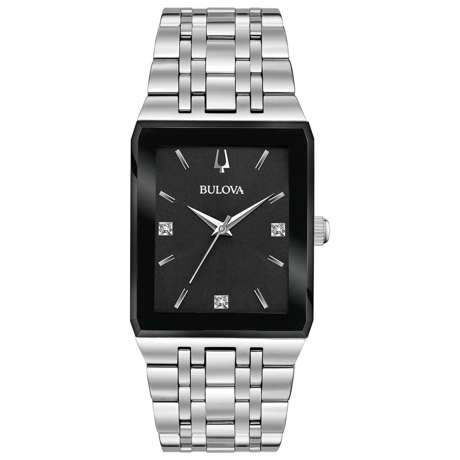 Back. Bulova - Bulova Quadra Diamond Mens Watch - Stainless Steel.