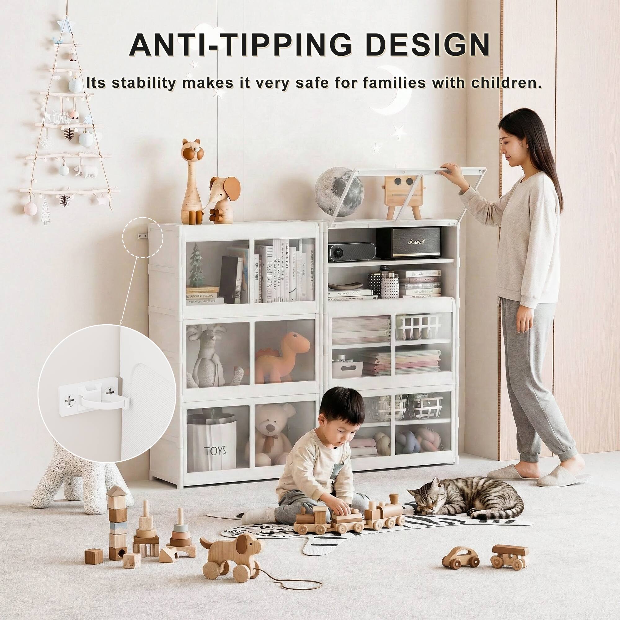 ANTI-TIPPING DESIGN  
Its stability makes it very safe for families with children.