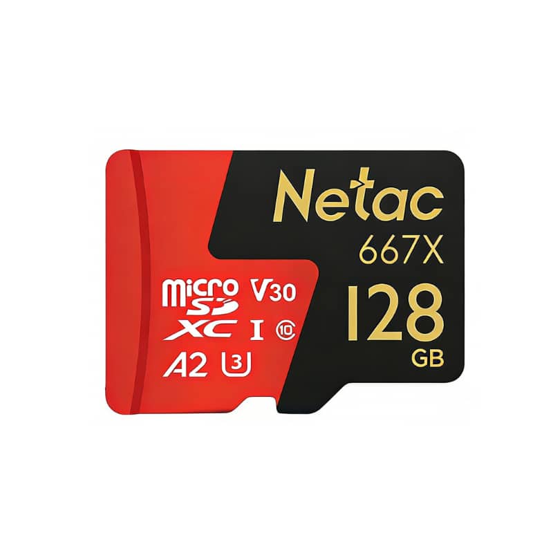 Netac - P500 Pro 128GB microSD Card, U3 V30 A2 Class 10, 4K UHD, Up to 100MB/s Read, 40MB/s Write