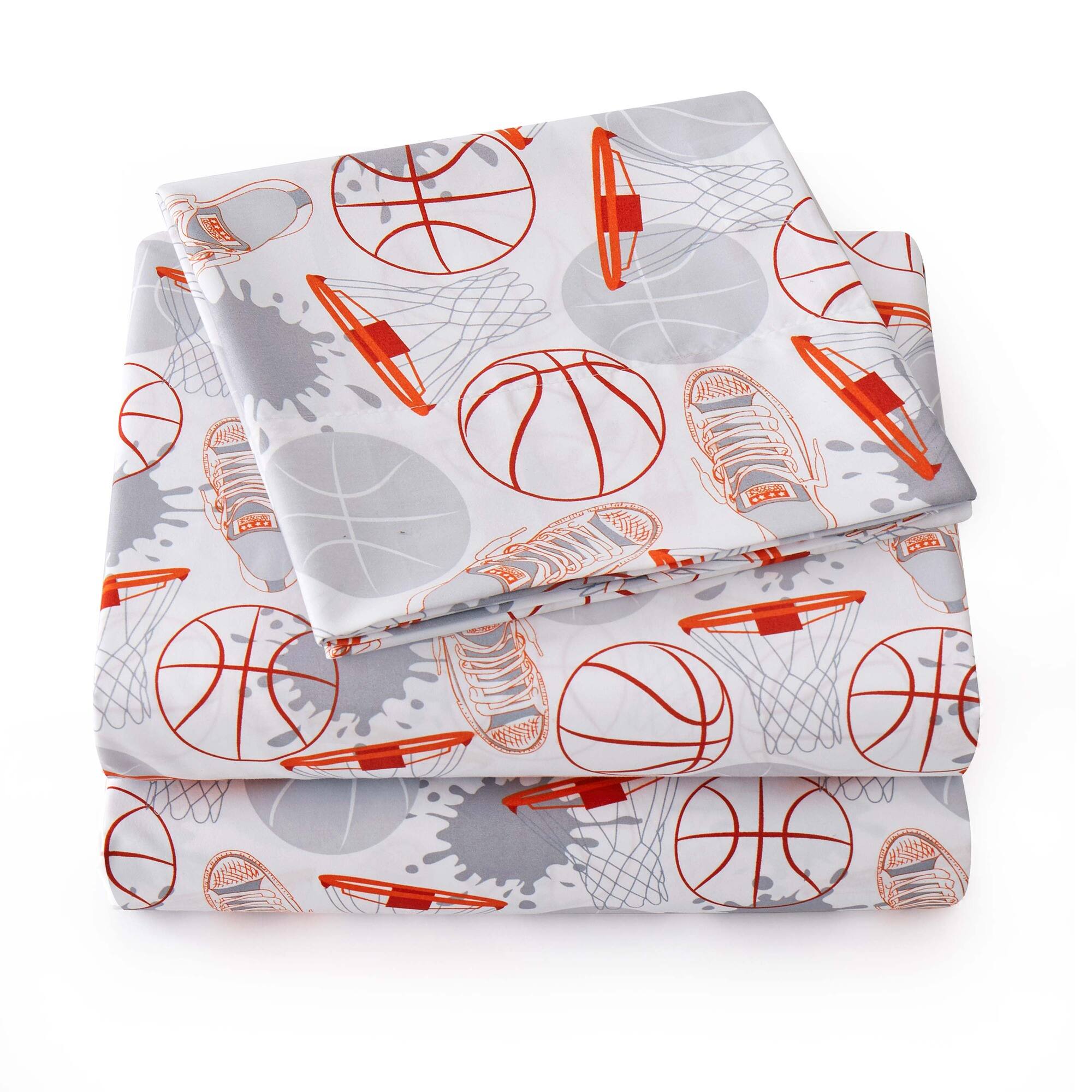 Alt View 1. Sweet Home Collection - Kids' Printed Classic & Bright Ultra Soft Microfiber Sheet Sets - Twin - Basketball.