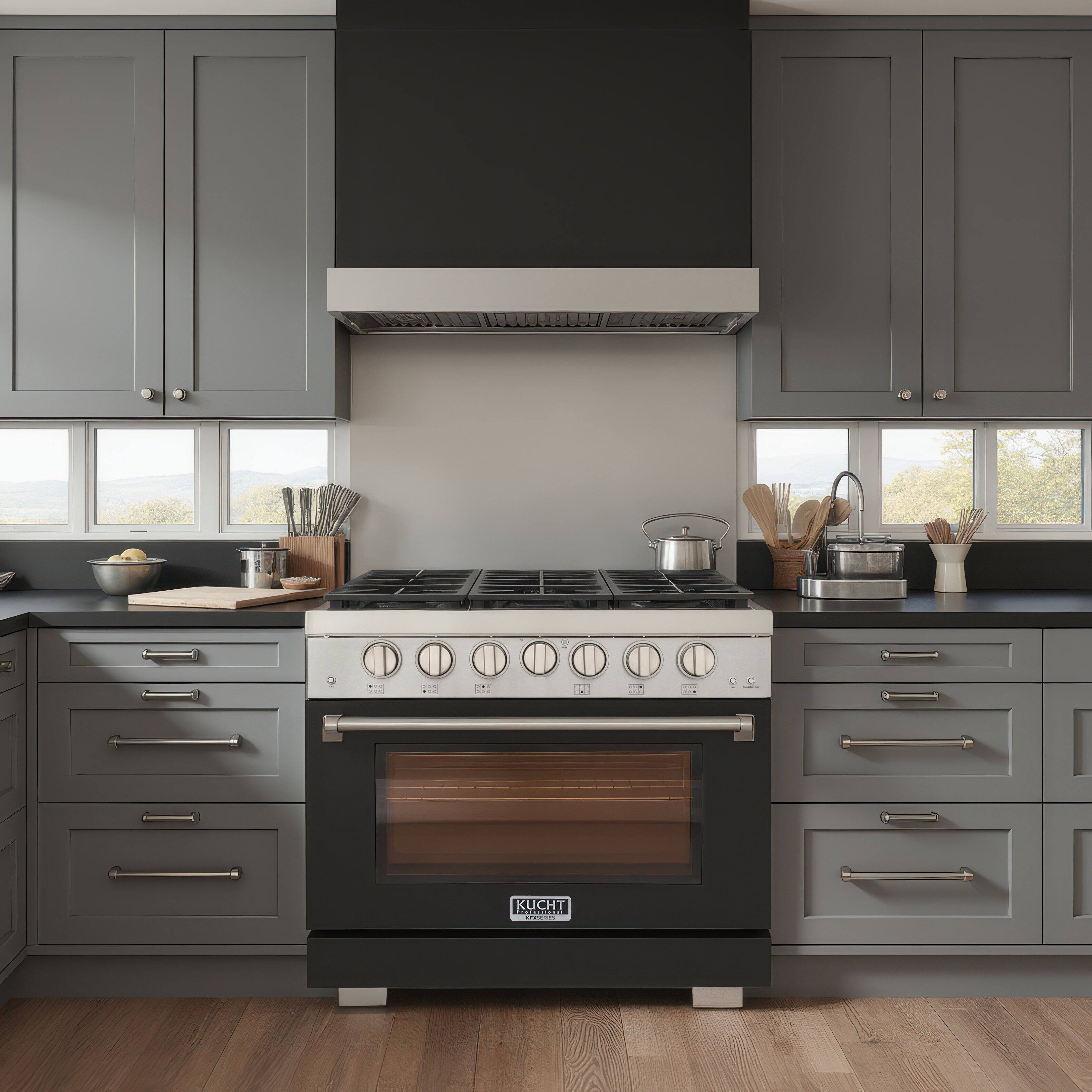 Alt View 8. Kucht - KUCHT Professional 36 in. 5.2 cu. ft. Propane Gas Range and Convection Oven in Black with True Simmer Burners - Black.