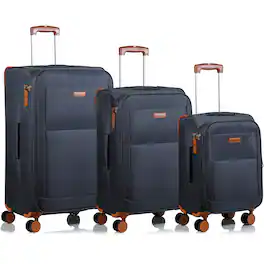Champs - Classic Collection 3 Piece Soft Side Luggage Set - Gray