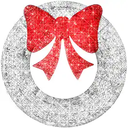Best Choice Products - 30in Pre-Lit Outdoor Christmas Wreath, LED Metal Holiday Decor w/ 100 Lights, Bow - Silver/Red
