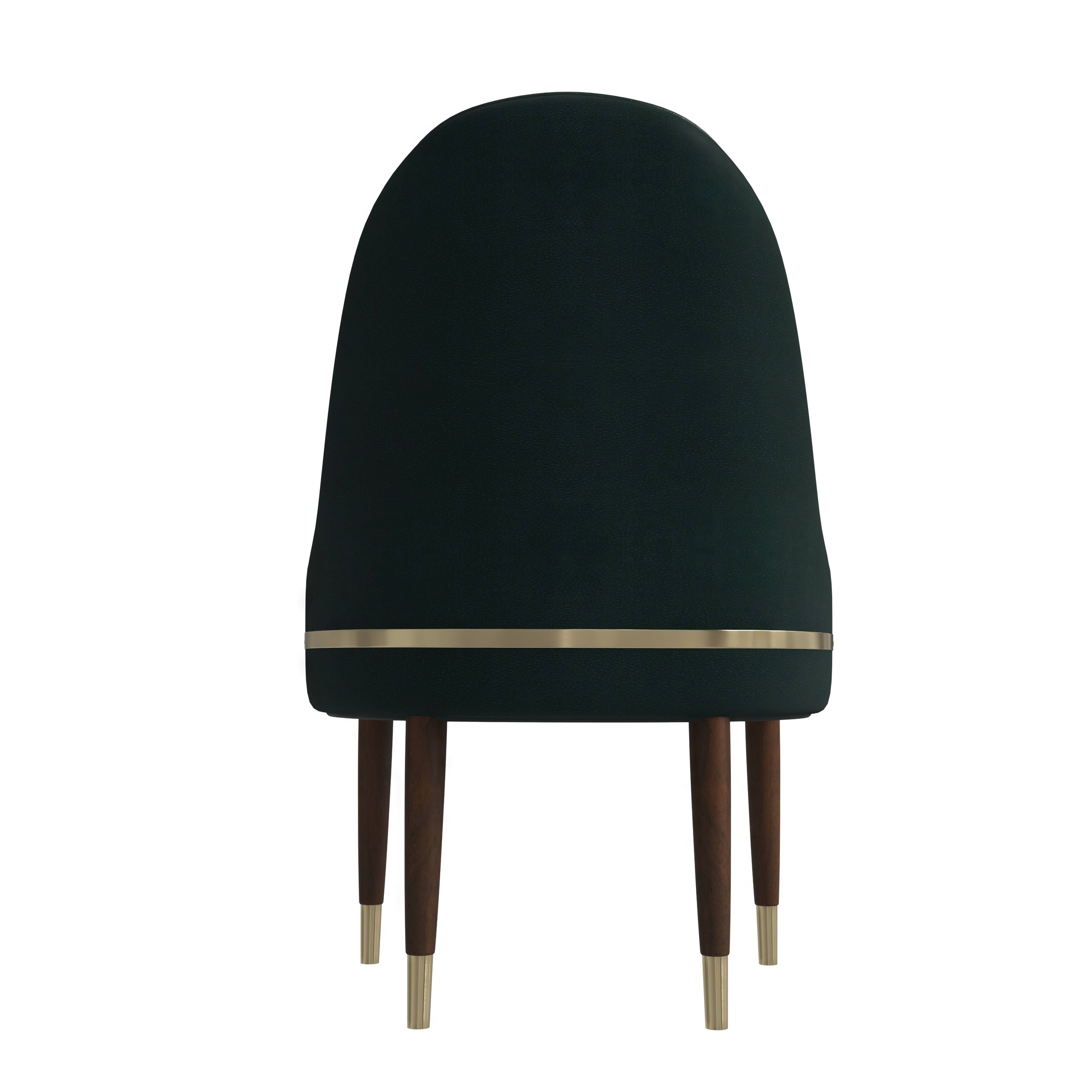Alt View 4. LeisureMod - Elara Modern Vegan Leather Dining Chair with Rubberwood Frame - Green.
