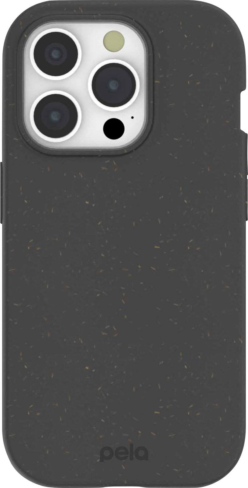 Angle. Pela - Eco Friendly Hard Shell Case with MagSafe Module for Apple iPhone 15 Pro + Bonus Custom Case Activation Code - Black.